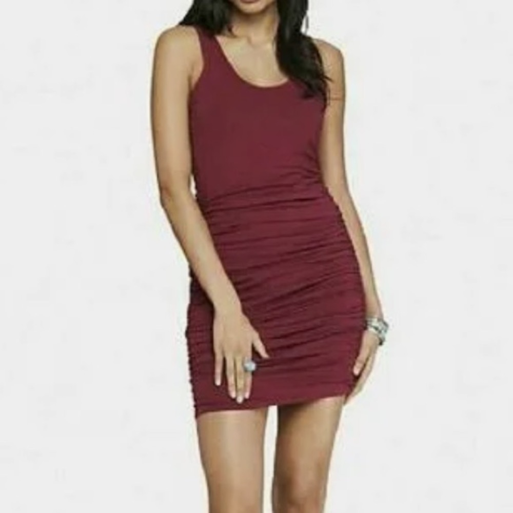 Express Magenta Bodycon Ruched Scoop Neck Mini Tank Dress Size Small
